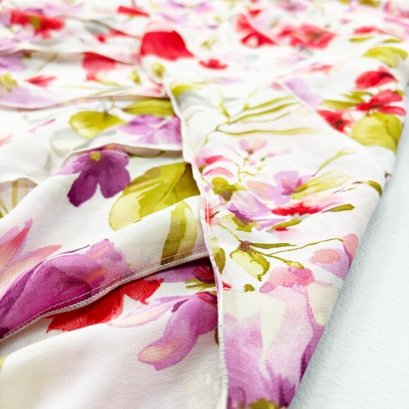 Z STUDIO Watercolor Floral Shift Dress SZ 12 Ruffled Semi-Sheer Pretty Feminine - Picture 3 of 11